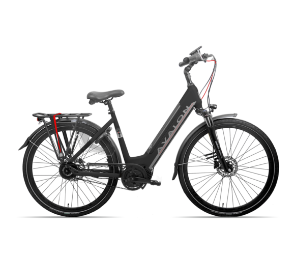 AVALON E-Pro zwart mat D54cm met. oa; BAFANG M420 Middenmotor met krachtsensor, Gates CDX belt, Axa Victory slot, verende vork , Shimano N8 + hydraulische schijfrem, Alu frame, Selle comfort zadel en leren handvatten.[EX ACCU 7522]