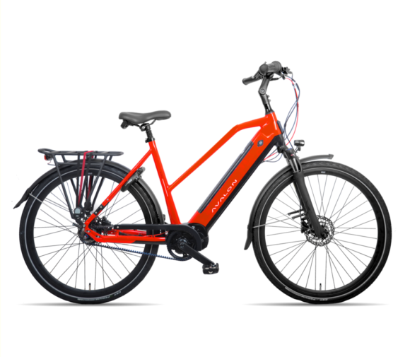 AVALON E-Pro Sport Rood D58cm met oa; BAFANG M420 Middenmotor met krachtsensor, Gates CDX belt, Axa Defender slot,verende vork , Shimano N8 + hydraulische schijfrem, intube accu (21700 cells) , Alu frame, Selle comfort zadel, leren handvatten en dagrijverlichting. [EXCL accu 8013/8014]