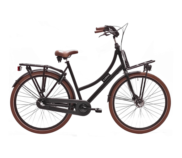 Avalon Cargo D57cm. Kleur: Mat zwart. Uitvoering: Shimano N3/Rollerbrakes. Met oa: Aluminium frame, Stuurslot, dubbele standaard, Rodi G13 velgen, Zwarte G13 spaken, 50-622/2.0 banden, Hesling kettingkast, THUN trapas en crankstel, ART slot. Made in Holland